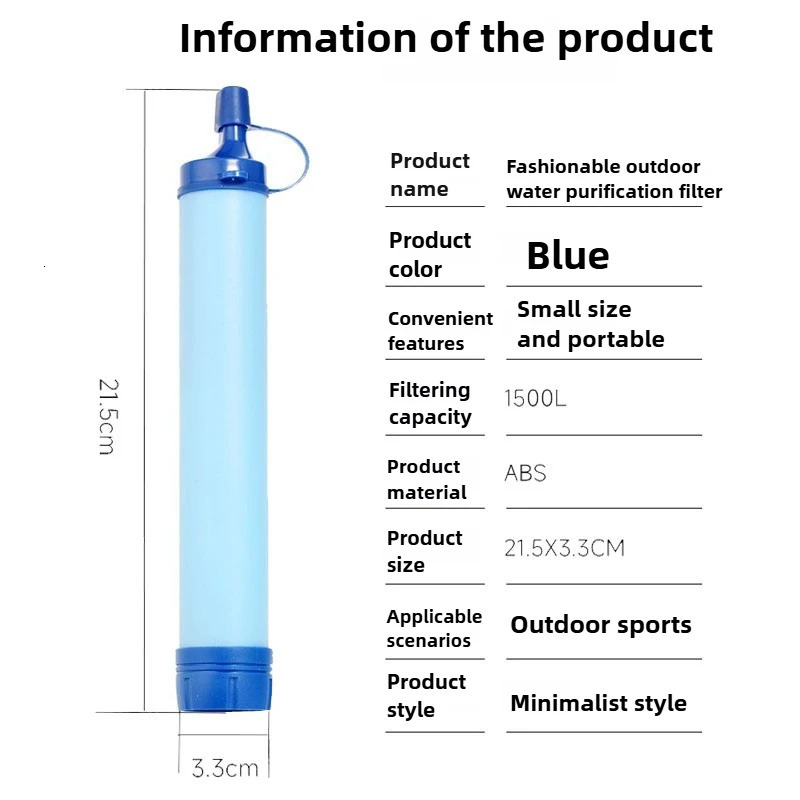 1500L Outdoor Personal Water Filter Portable Water Purifier Survival Straw UltraLight 001 Micron 4Stage Filter System 251018