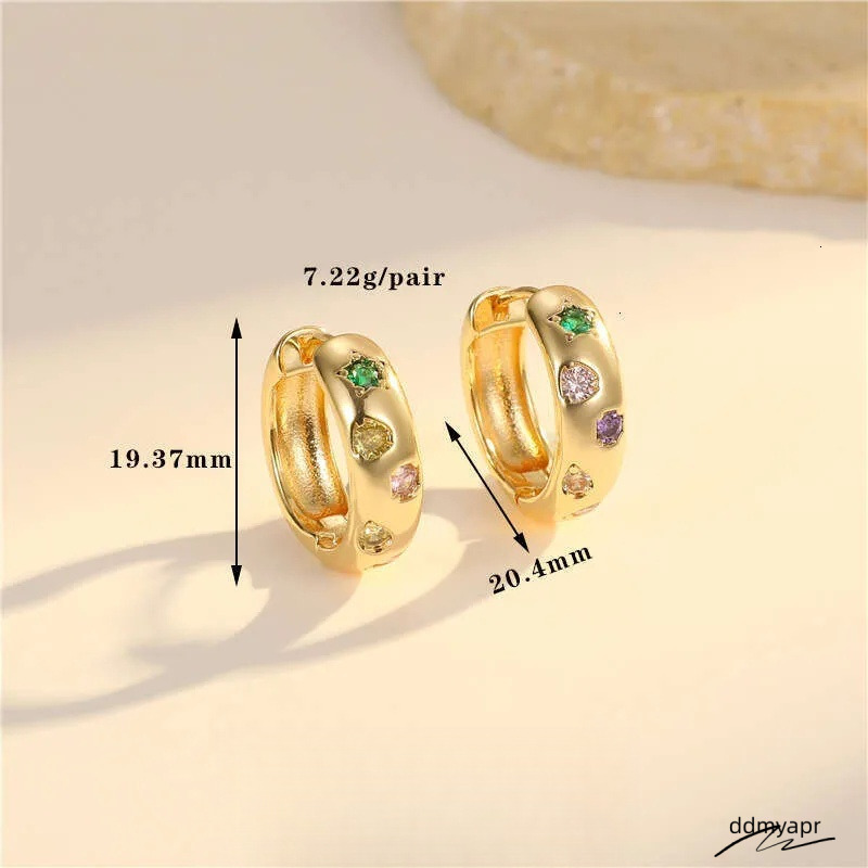 Vintage Style ddmyApr Round Earrings For Women - Inlaid Zircon, Geometric Design, Colorful Accent