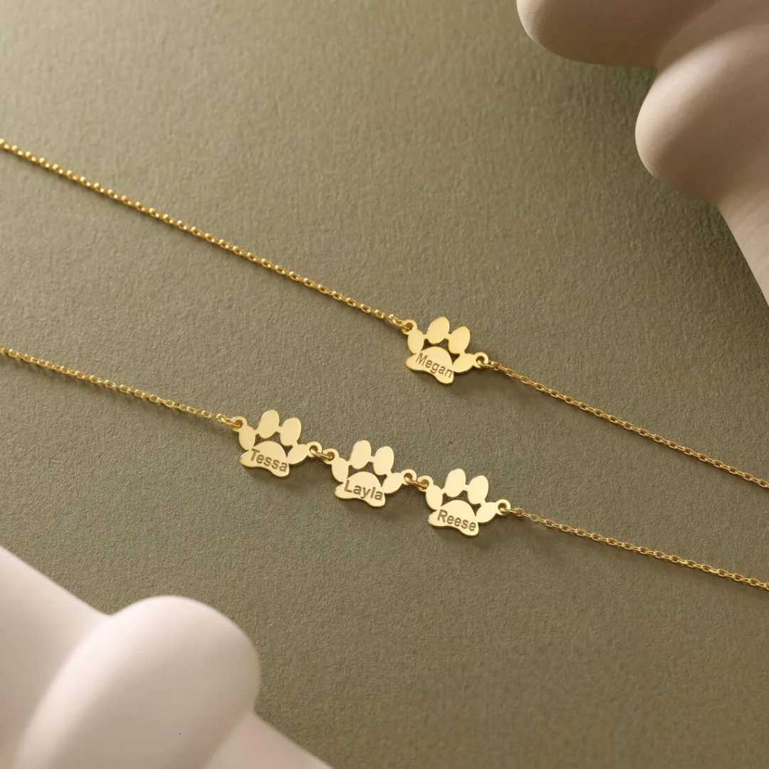 Personalized Name Multiple Family Pet Cat Paw Bracelet Gift for Her Christmas GiftL251018 H260129