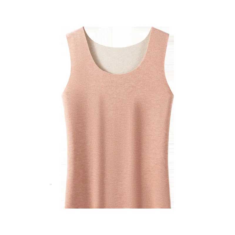 Autumn Winter Wool Silk Warm Vest Heating Thick Seamless Women Underwear Tshirt Sleeveless Tops Solid Thermal Casual Nightwear T251018