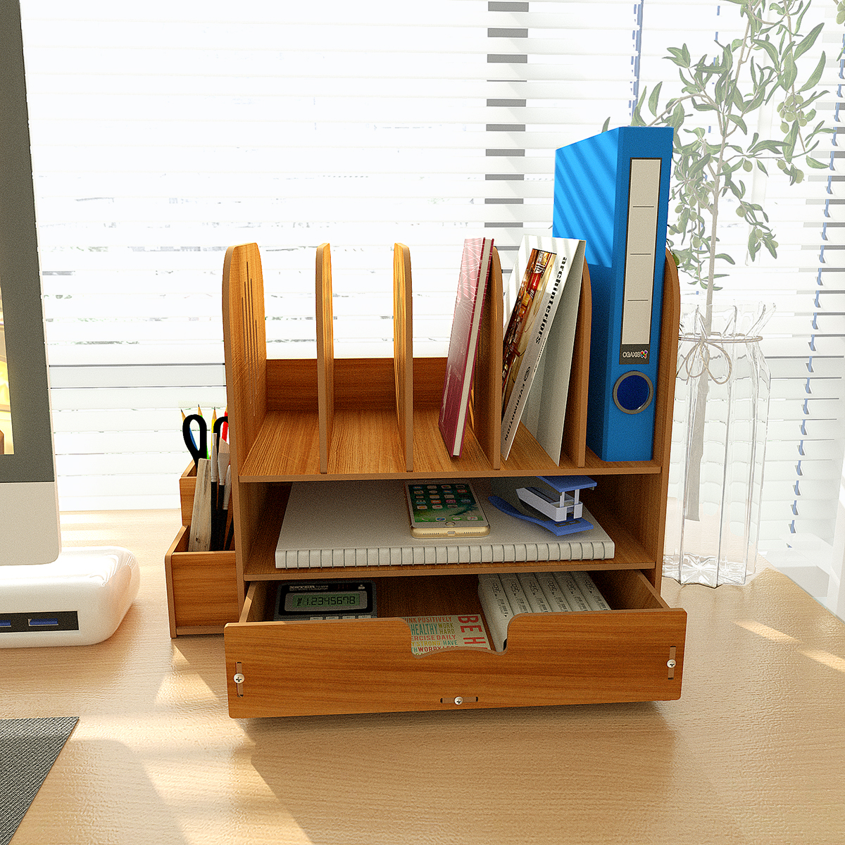 Stackable Multi-Layer Desktop Storage Box for Office Workstation - Drawer-Type File Organizer
