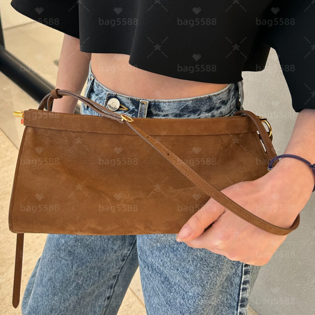 Top Quality Designer Handbag Alaina Suede Leather Shoulder Bag Click Bags Womens Luxury Baguette Underarm Bag Hobo Purses