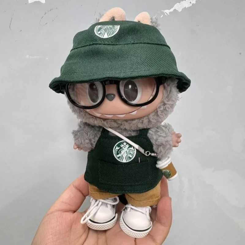Suitable 17cm Labubu V1V2V3 Clothing Fashion Coffee Workwear Set Series Labubu Doll Clothes Coffee Cup Shoes Accessory SuitT251018