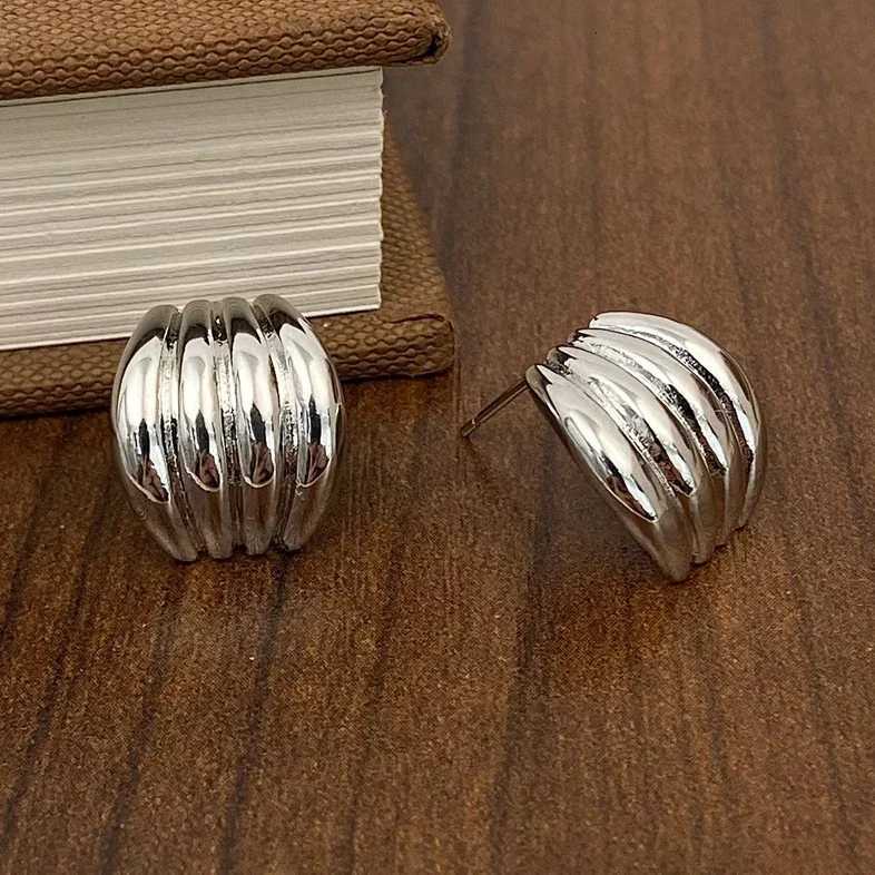 PONYKISS 925 Sterling Silver Needle Minimalist Striped Arcshaped Stud Earrings for Women Trendy Fashion Jewelry Accessories Y251018
