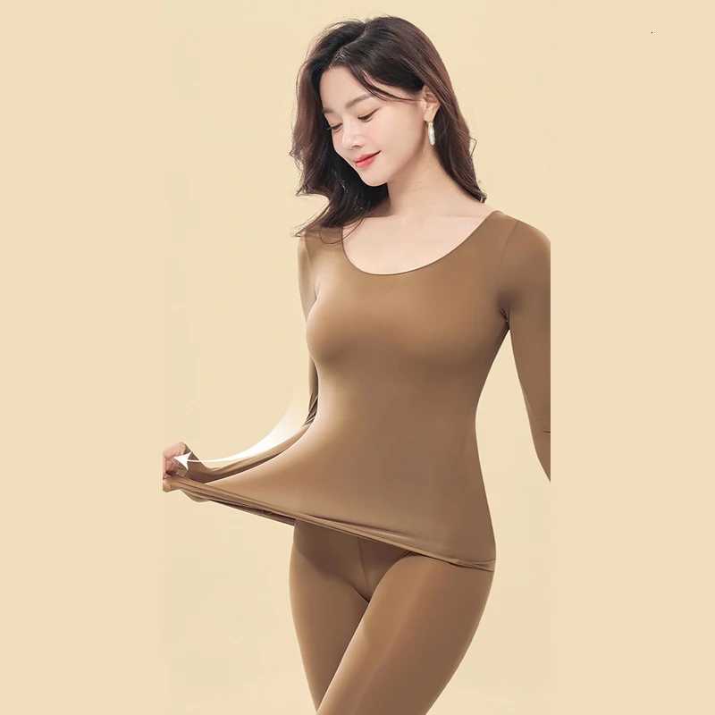Womens Elastic Long Underwear Set Autumn And Winter Seamless Thickened Doublelayer Thermal Underwear Lady ComfortableUnderwear T251018
