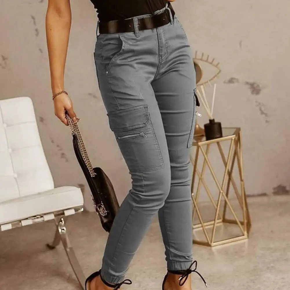 Women Pants Low Waist Soft Slim Solid Color Ankle Tied Cargo for Dating 251017