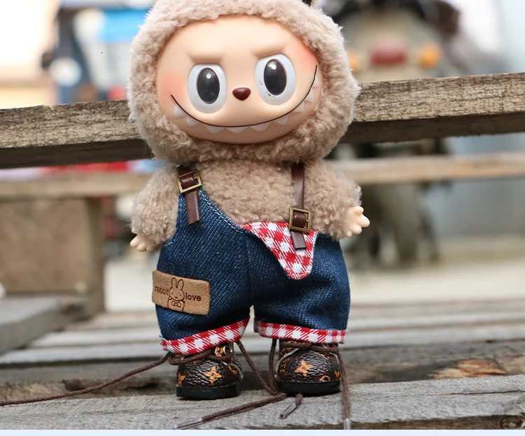 For 17CM Labubu cute top sweater baby clothes outfit doll strawberry sweater autumn winter for labubu clothT251018