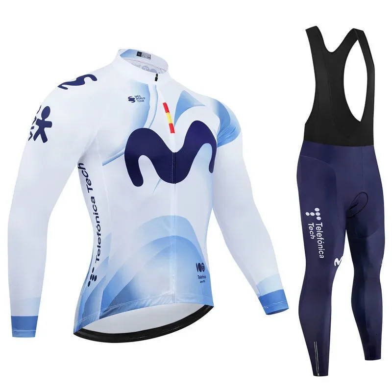 Movistar Autumn Team Breathable Mens Long Sleeve Cycling Jersey Set Spring and Fall Mountian Bicycle Clothes Wear Ropa Ciclismo 251018