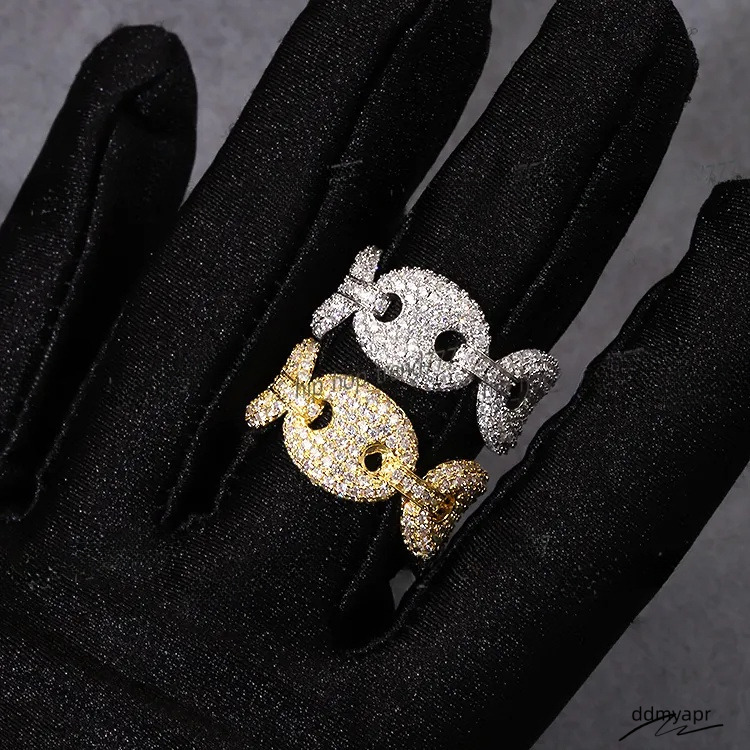 Moissanite Rings For Men: ddmyApr Sterling Sier Gold Plated Hip Hop Ring - Passes Dia Tester