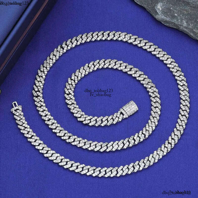 NUOYA Hight Quality 6MM VVS Moissanite k Hip Hop Jewelry Women White Gold Sier Cuban Chain Necklace For Gift