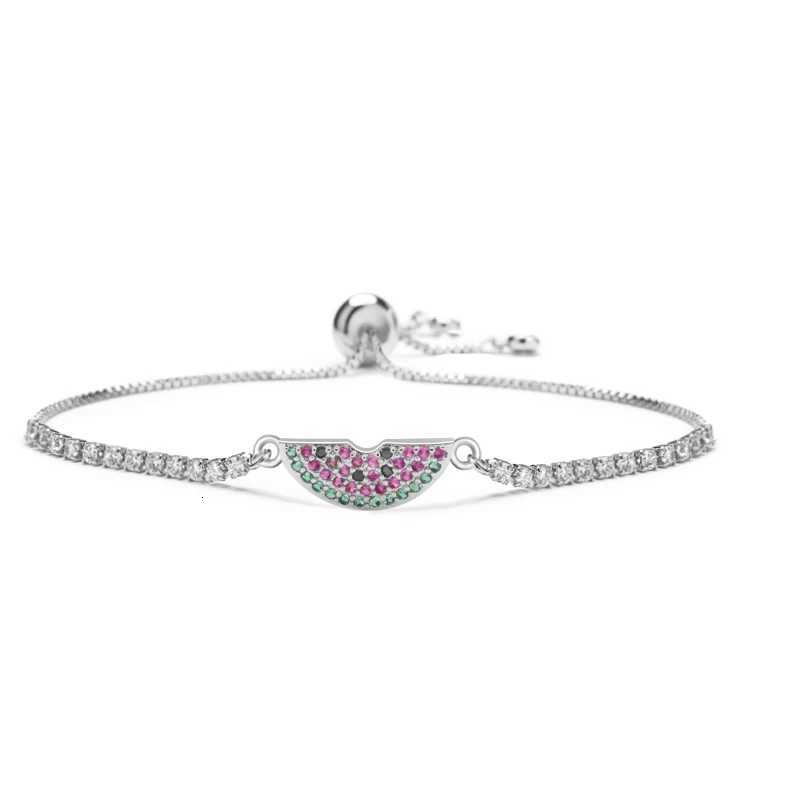 AAA Cubic Zirconia Crystal Mini Watermelon Charm Bracelet Women Red Black Cord Rope CZ Stones Fruit Adjustable Jewelry PresentL251018