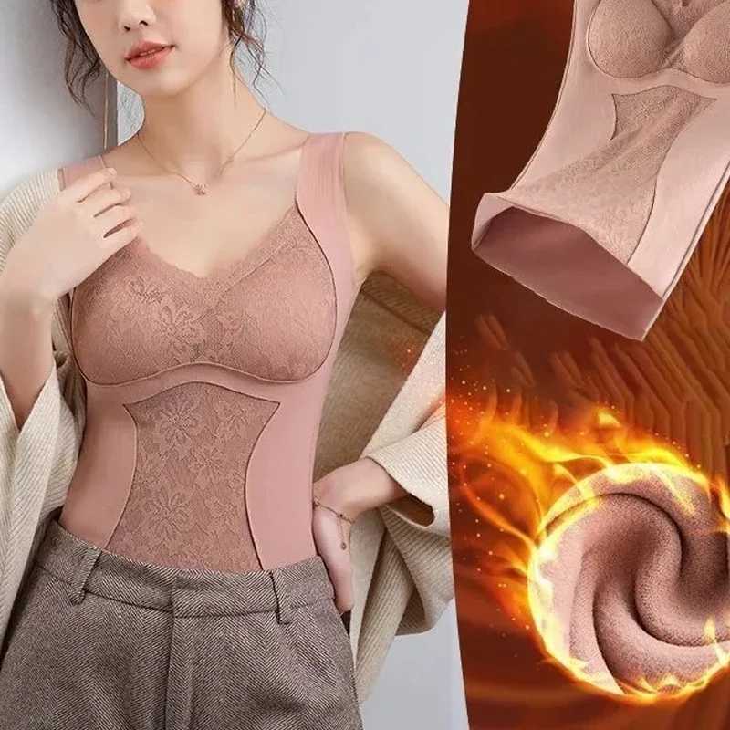 1pcs Woman Thermal Underwear Thermo Lingerie Winter Soft Warm Top Wear Thermo Vest Undershirt Intimate Lace with Bra Padded T251018