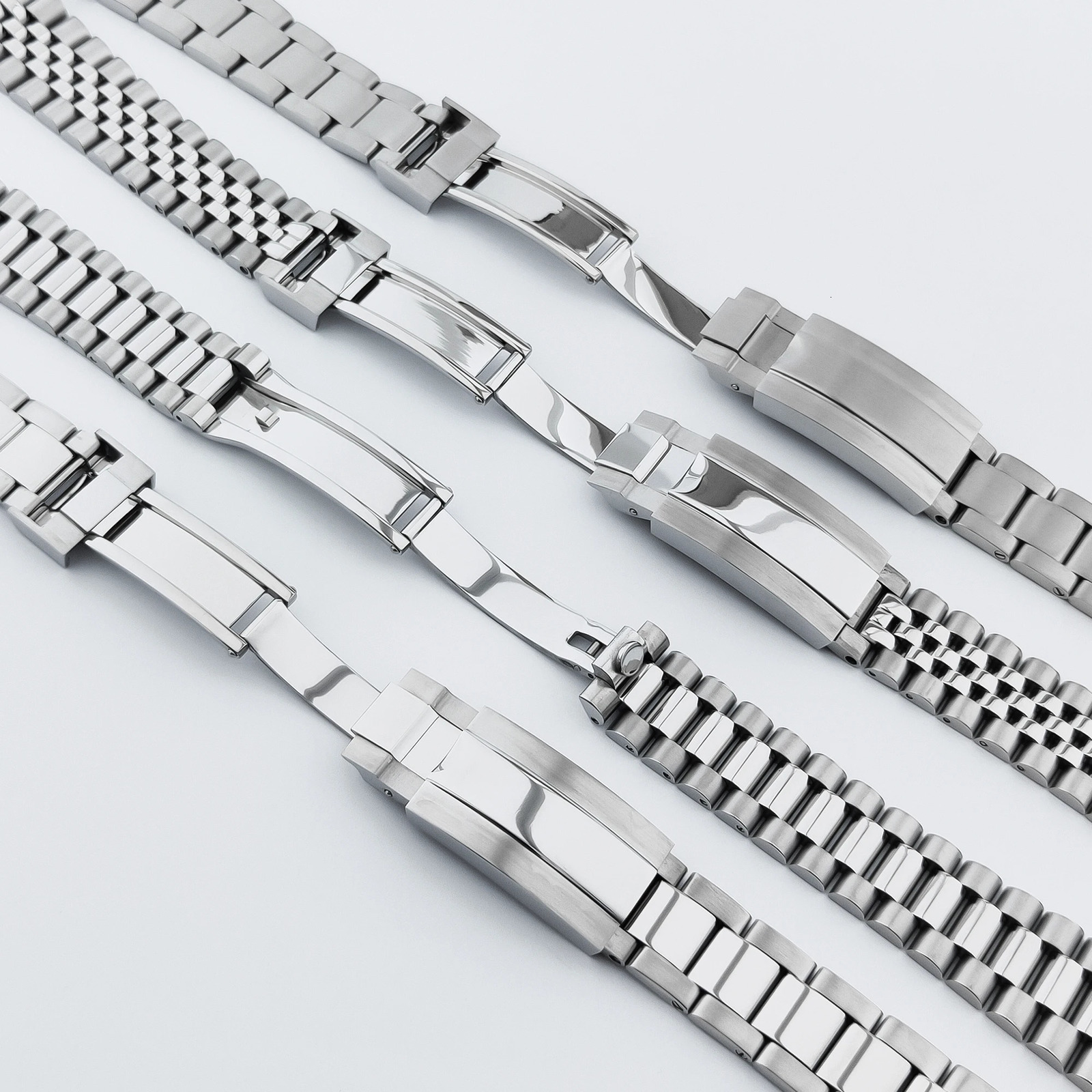 Neiton 20MM Silver Presidential Solid Bracelet 904L Stainless Steel Glide Lock Clasp Wristband for Sub Log NH34 NH35 Watch Case 251027