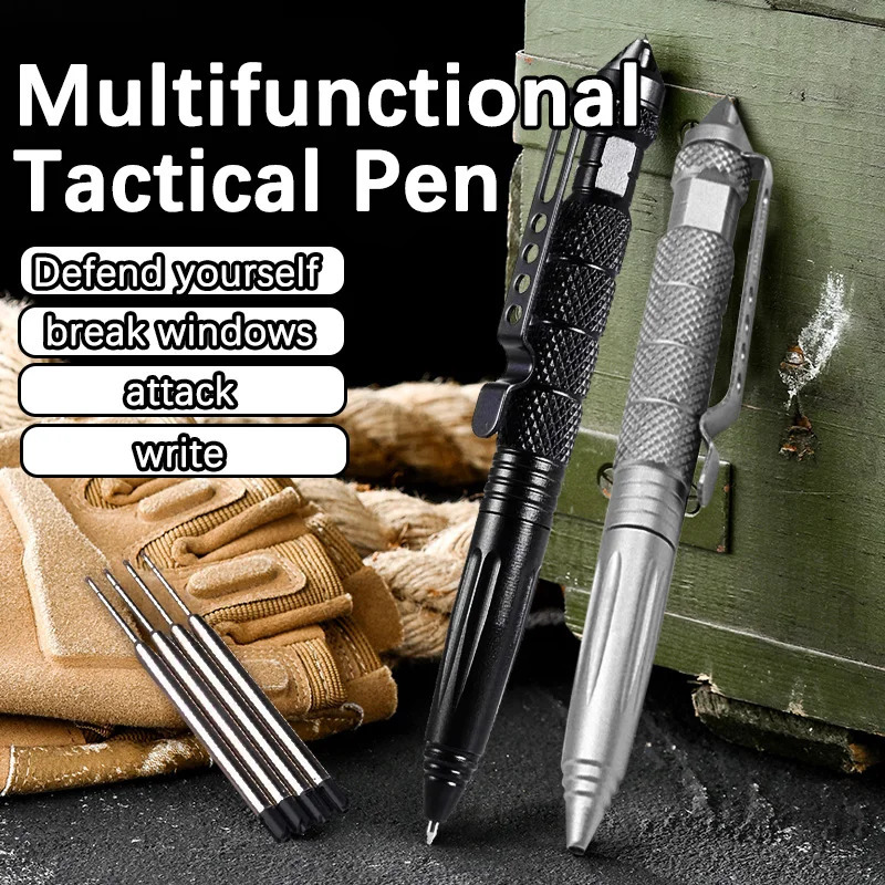 High Quality Metal Military Tactical Pen School Student Office Ballpoint Pens Emergency Glass Breaker Self Defense EDC Supplies 251018
