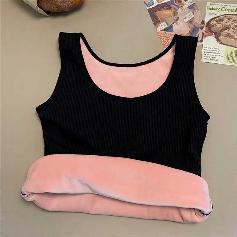 Womens Winter Thermal Underwear Top Seamless Plus Velvet Shirt Sleeveless Vest Warm Female Undershirt Solid Color Sexy Lingerie T251018