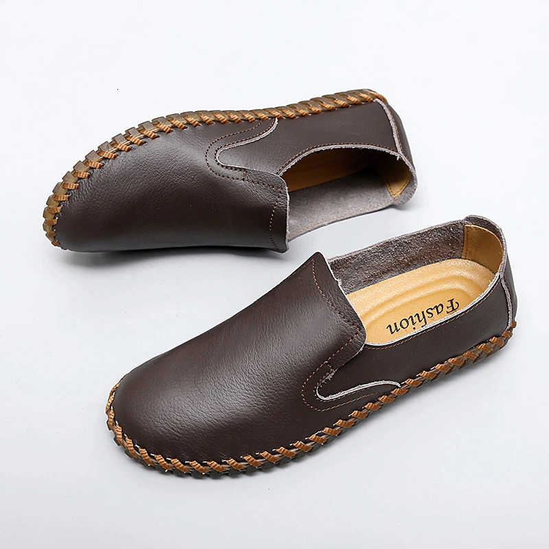 Casual Leather Shoes For Men British Style Mens Good Quality Casual Leather Business Shoes Slip On Loafers Large Size 47 251013