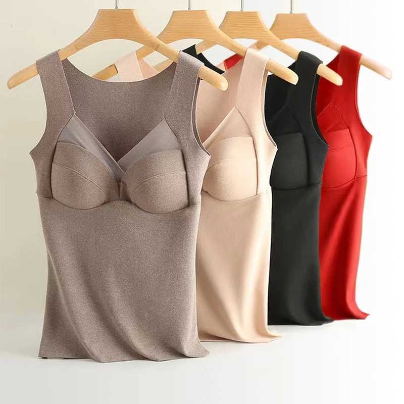 Autumn And Winter Seamless German Velvet Thermal Vest For Women Fixed Integrated Chest Pad Bottoming Thermal Underwear For Women T251018