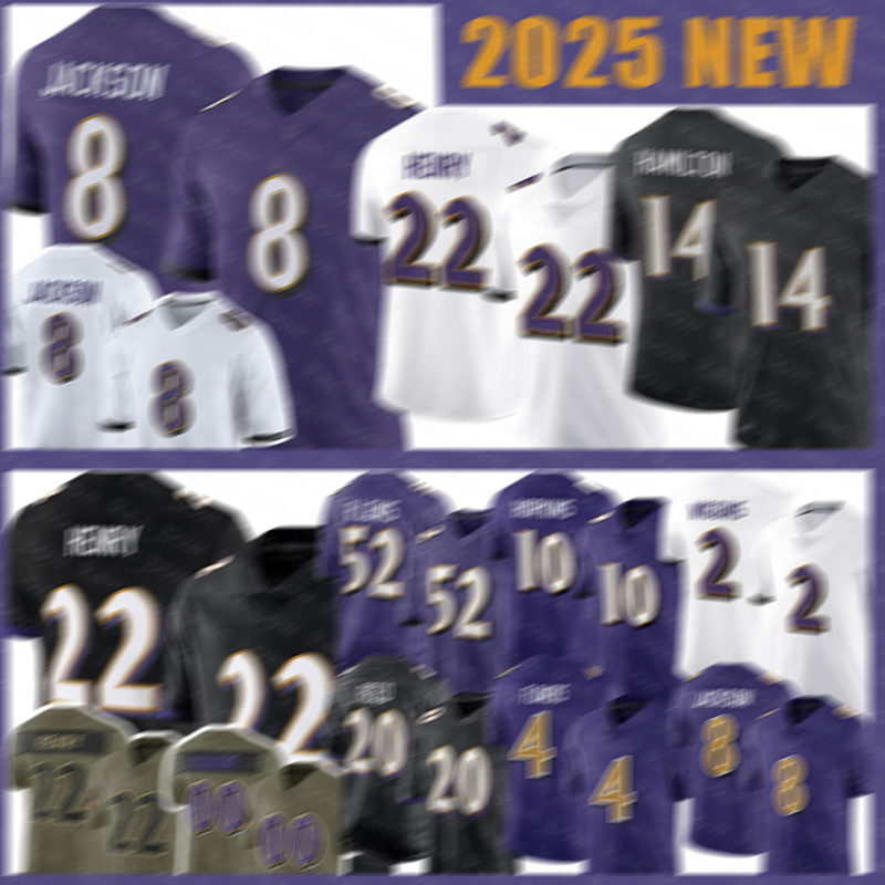 8 Lamar Jackson Football Jerseys Ray Lewis 14 Kyle Derrick Henry DeAndre Hopkins Nate Wiggins Ed Reed Zay Flowers Isaiah Likely Mark Andrews
