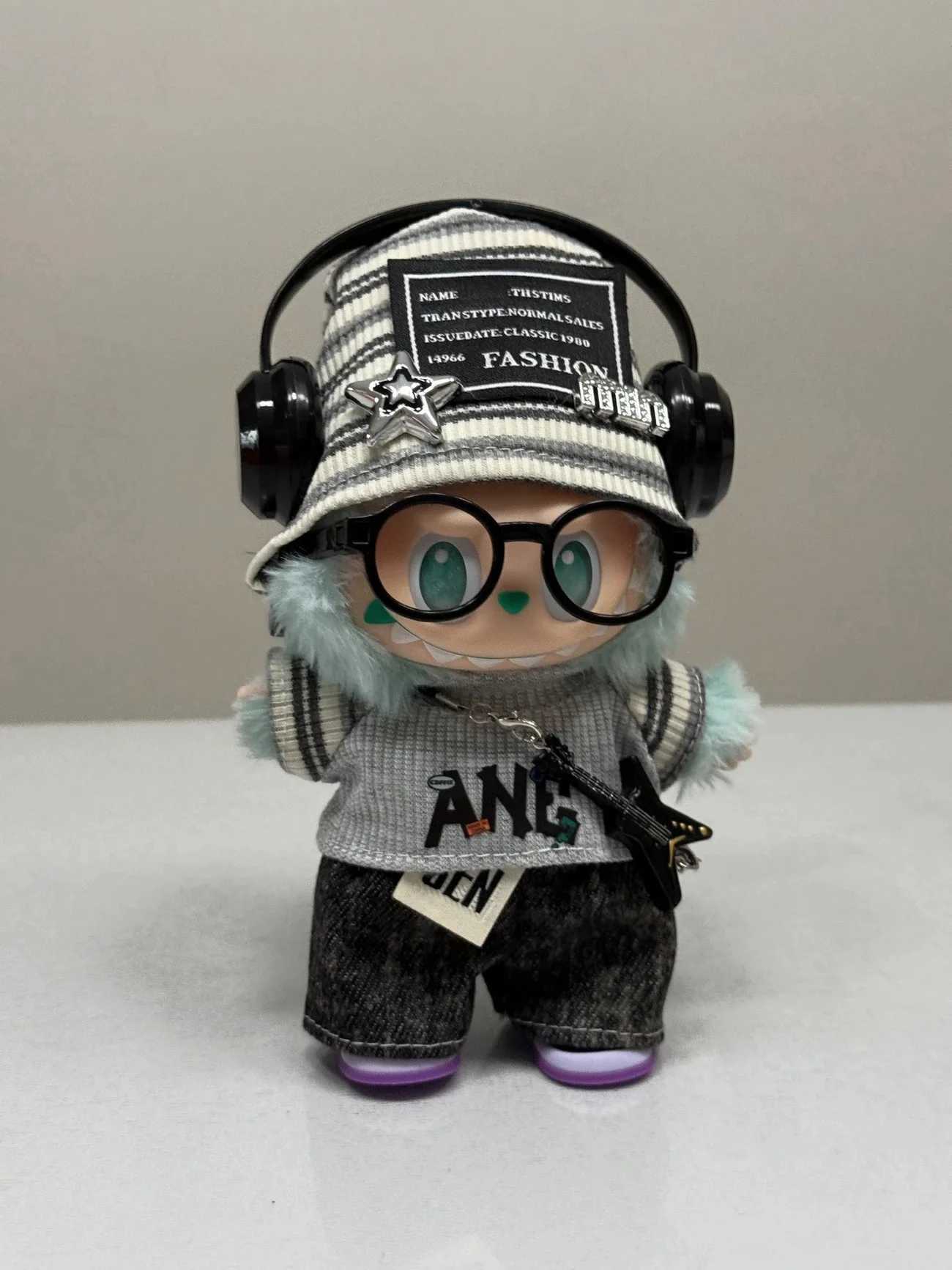 7PCS American Hip Hop Clothes for Labubu Vinyl Doll 17cm V1 V3 DIY Clothes Accessories Toys Gifts Decoration Pendant SetT251018