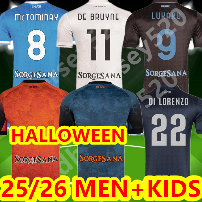 3XL 4XL 25 26 NaPoLi soccer jerseys HALLOWEEN Maglia Naples 2025 2026 ZIELINSKI ANGUISSA OLIVERA McTOMINAY KIDS FOOTBALL SHIRT De Bruyne Napoli Maillots de foot 666