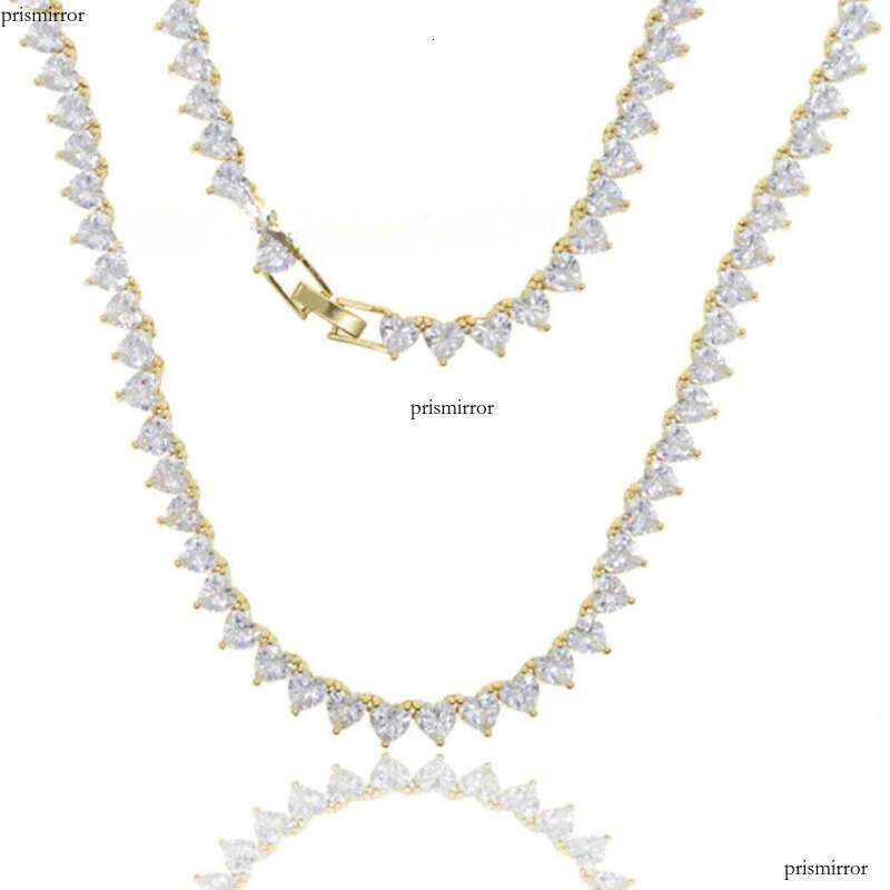 Fashion Fine Jewelry Custom Heart Cut Iced Out Moissanite Link Hip Hop Sterling Sier Tennis Chain Necklace