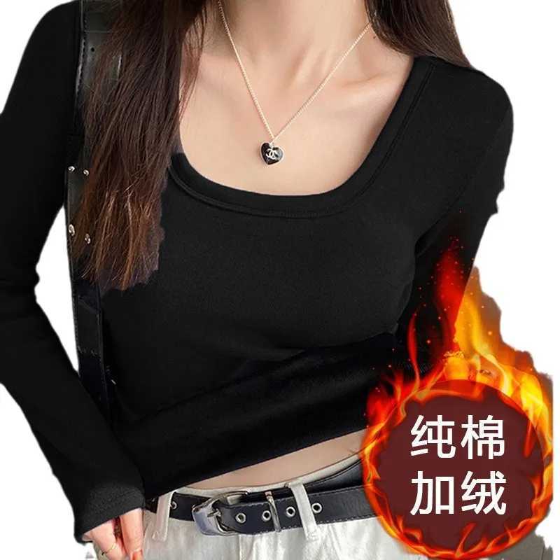 Womens Thick Fashion Velvet Warm Underwear Tshirt Top Spring and Winter Casual Bottom Shirt Round Neck Long Sleeve Hoodie T251018