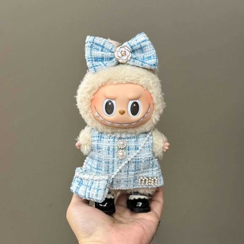 For 17cm Mini Doll Labubu Luxury Clothing Set Bow Headband dress Outfit 30 Labubu Doll Sitting Party Decorations AccessoriesT251018