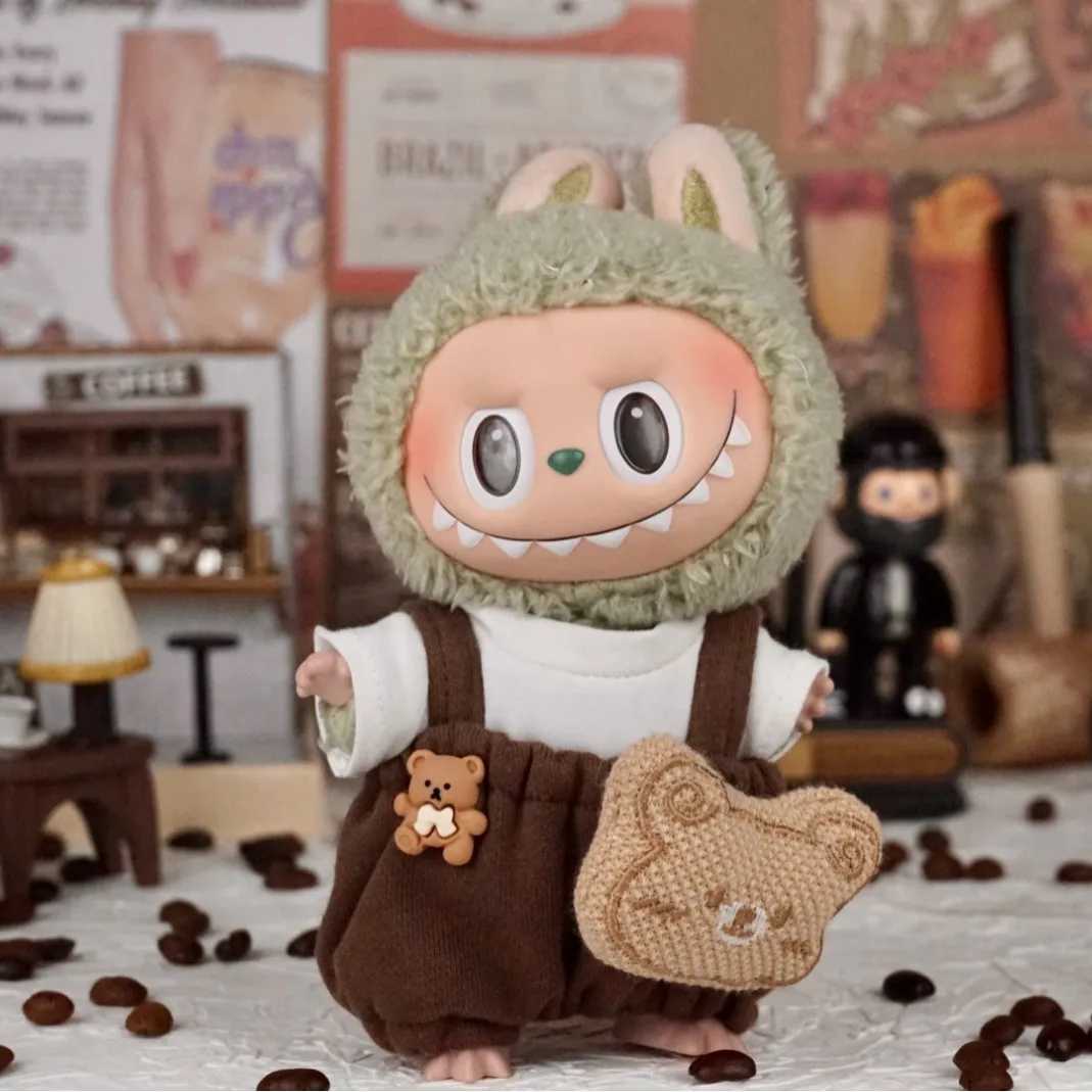 Cute Labubu Plush Dolls 30 Sitting Party Diy Clothing Toys Accessories for 1517cm Labubu Doll Kawaii Bear Overalls ClothesT251018
