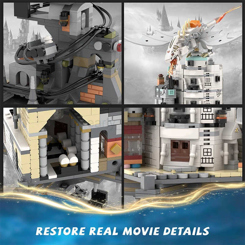 Wizard Tower Magic World Dragon MOC Building Bricks Set Blocks Toys For Kids Children Adult Birthday Gifts 1056pcs Gringottses T251018