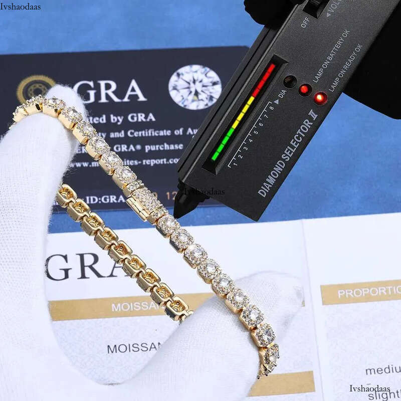 ESKEEM Sterling Sier 5mm Custom VVS Moissanite Dia Cluster Tennis Chain Necklace