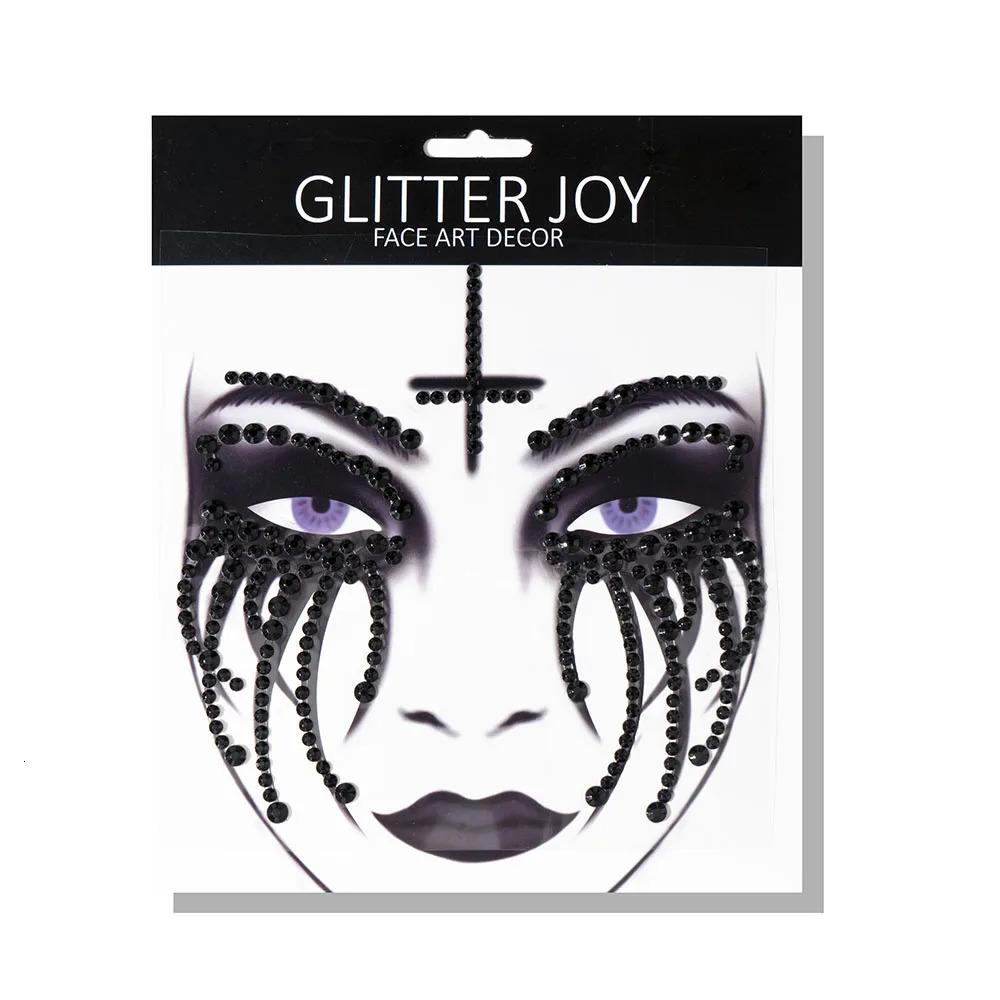 Halloween Tattoo Skull Bone Face Art Jewelry Rhinestone Sticker for Carnival Night Clubbing Makeup Body Art 251010