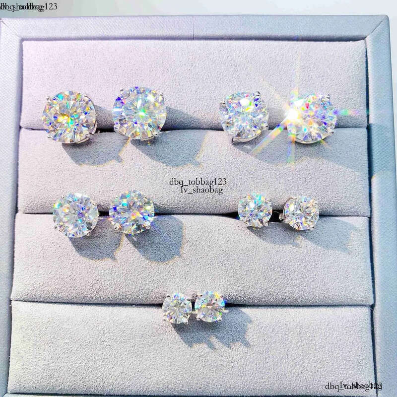 Dia VVS Round S 10K 14K Solid Gold Stud Women Men Moissanite Earrings