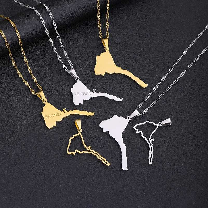 Fashion Eritrea Map Pendant Stainless Steel Necklaces Women Men Gold Color Birthday Party Jewelry African Necklace EthiopiaXJ251018