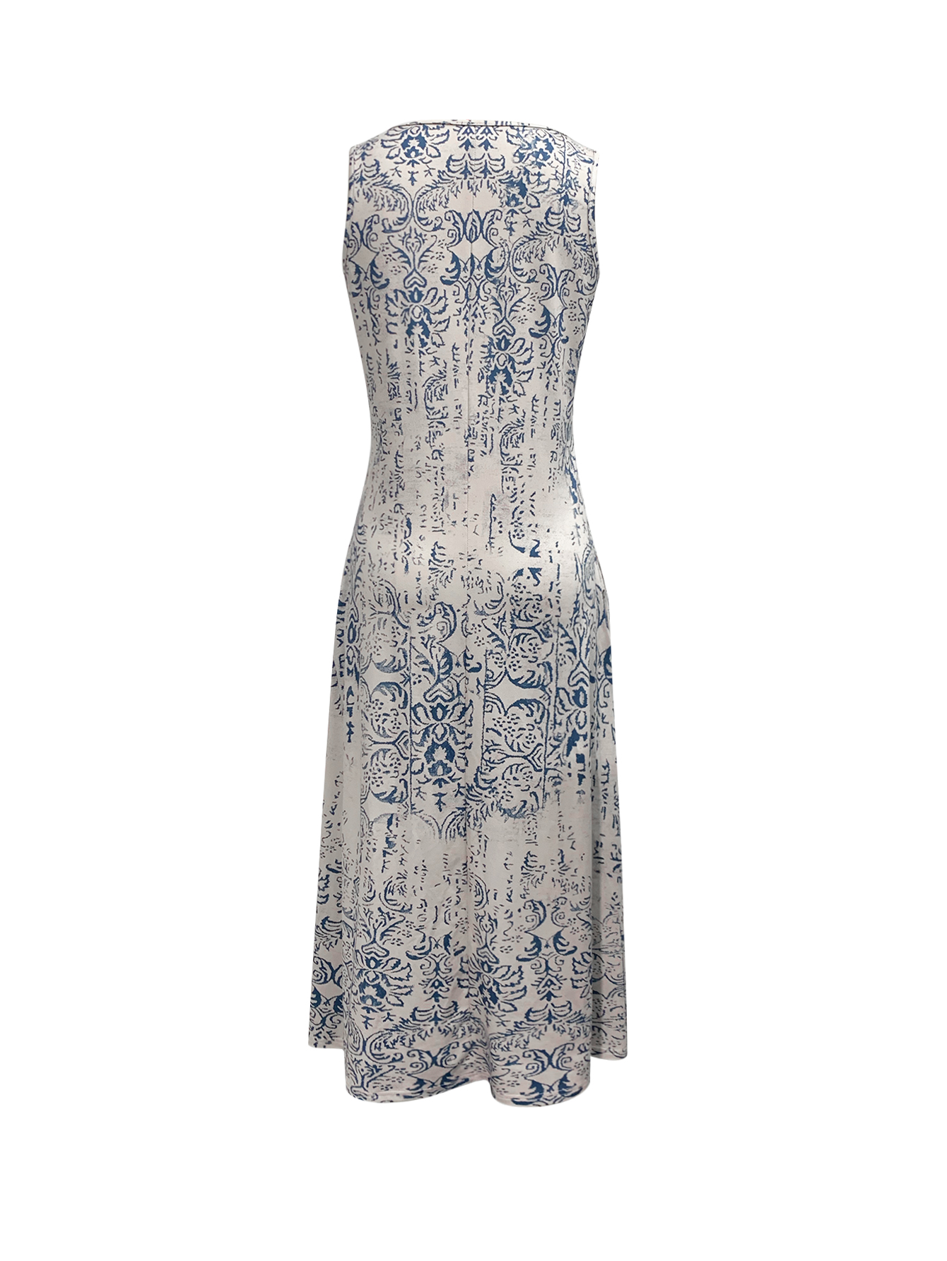 Women's Retro Ethnic Print Sleeveless Maxi Dress - Boho Casual Fashion Long Dress-CF43695