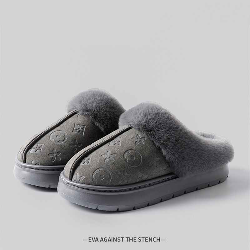 Designer slippers Home couple suede indoor anti slip home warm soft bottom with plush cotton mop for woman and men
