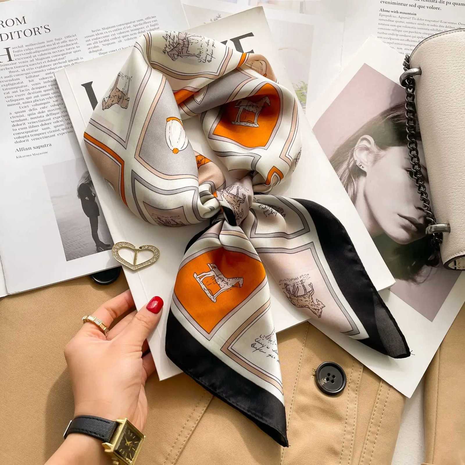 Horse Printing Design 100 Pure Silk Square Scarf Women Fashion Luxury Brand Scarves Neckerchief Hair Hand Wrist Bandana D251018