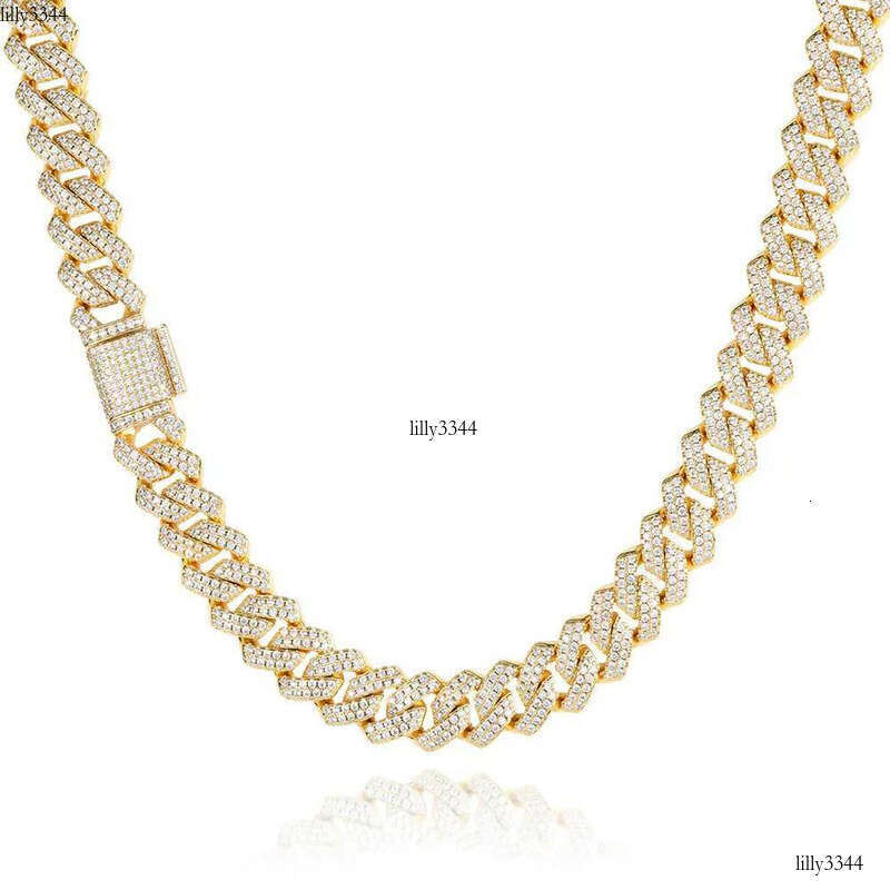 2023 Hot Selling Competitive Price Moissanite Real Miami Cuban Link Prong Chain Iced Hi