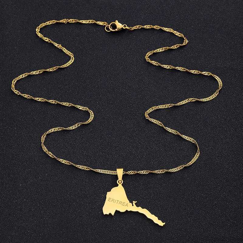 Fashion Eritrea Map Pendant Stainless Steel Necklaces Women Men Gold Color Birthday Party Jewelry African Necklace EthiopiaXJ251018