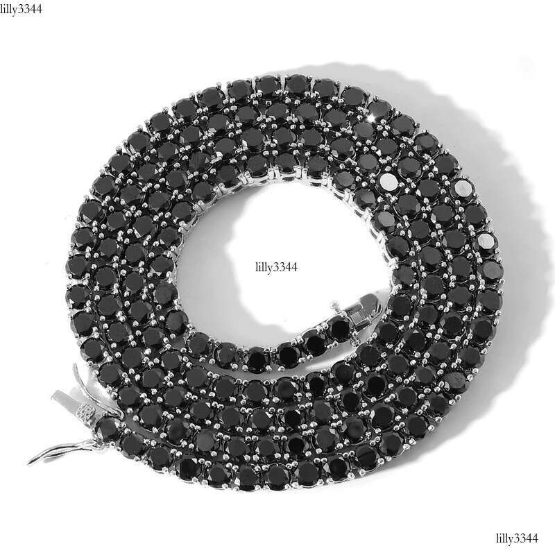 3-8mm VVS1 Black Moissanite Dia Sterling Sier Tennis Necklaces Bracelets Iced Chain Stylish Hip Hop Jewelry for Men
