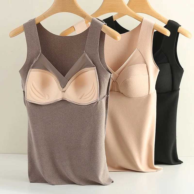 Autumn And Winter Seamless German Velvet Thermal Vest For Women Fixed Integrated Chest Pad Bottoming Thermal Underwear For Women T251018