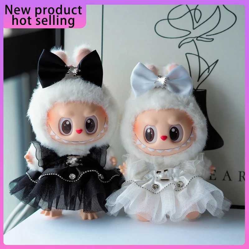 1715cm Suitable for labubu cloth first second generation black chiffon dresses Dolls Clothes cute wing Dolls Accessories giftsT251018