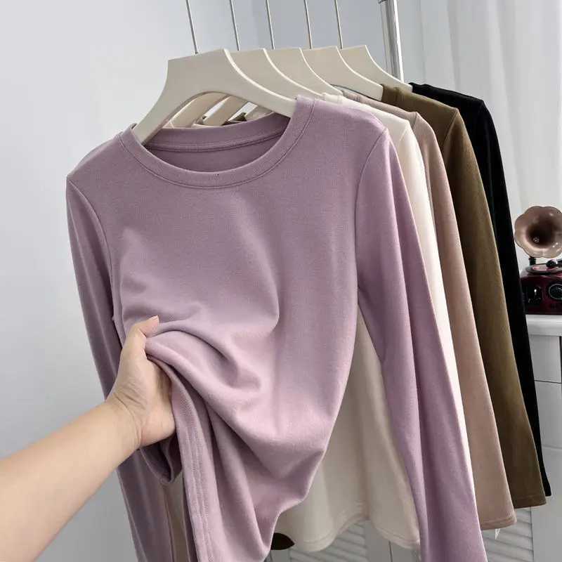 Thick Fleece Thermal Underwear for Women Winter Warm T Shirt Thermo Lingerie Korean Elastic Soft Long Sleeve Undershirt Pullover T251018