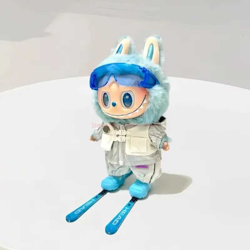 1517cm Vinyl Pendant Doll Clothes Accessory For Labubu Fashionable Zipper Hoodie Ski Suit With Skis And Goggles Ski 4pcs OutfitT251018