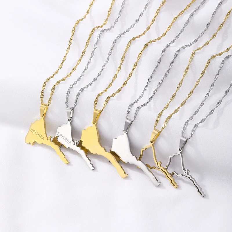 Fashion Eritrea Map Pendant Stainless Steel Necklaces Women Men Gold Color Birthday Party Jewelry African Necklace EthiopiaXJ251018