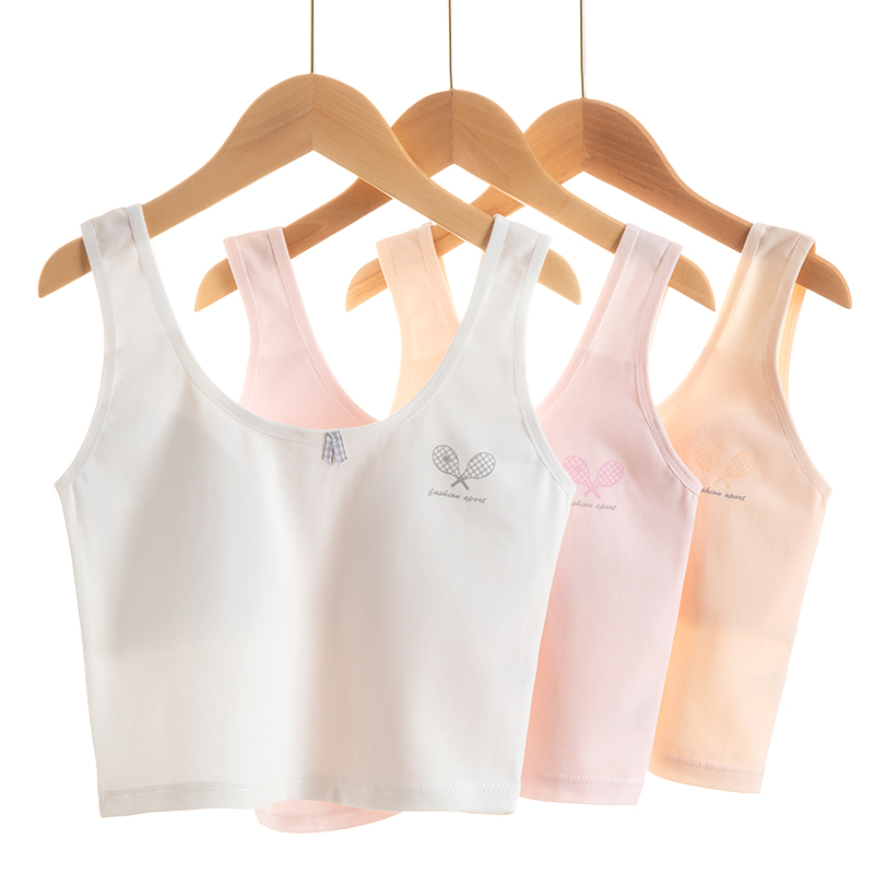 Girls' Underwear Lightweight Teenage Bra for Developmental Stage Pure Cotton Tank Top for Elementary School Girls
