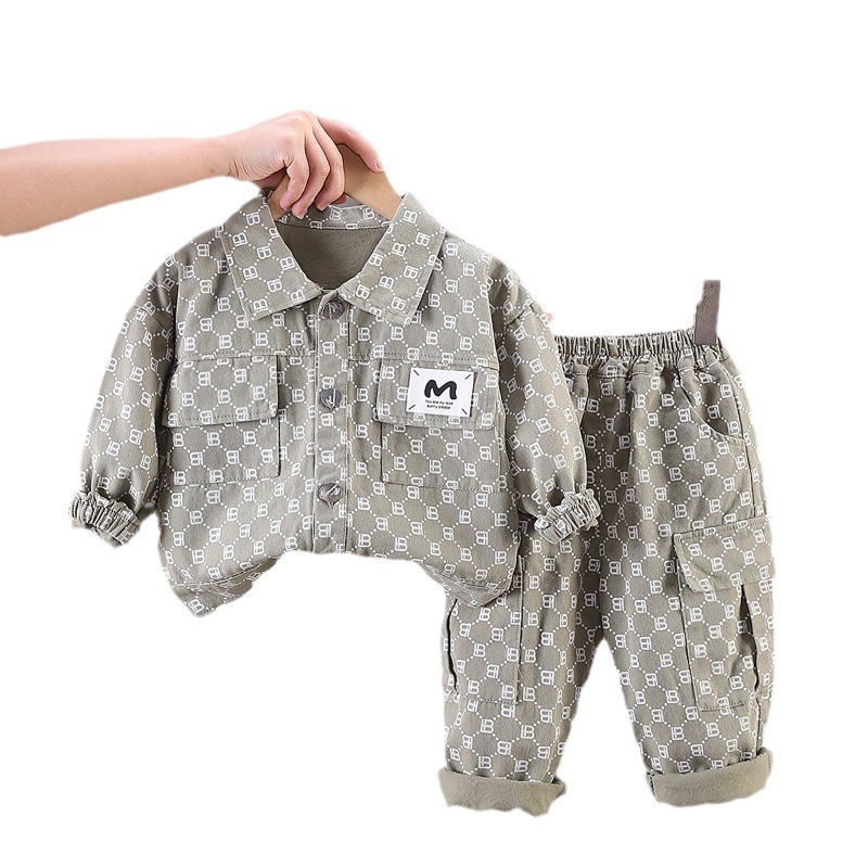 Free Shipping 2025 Korean Style Plaid Two-Piece Set, Trendy Boys Girls Spring Fall Outfits, Baby Casual Clothes 0-5 Years