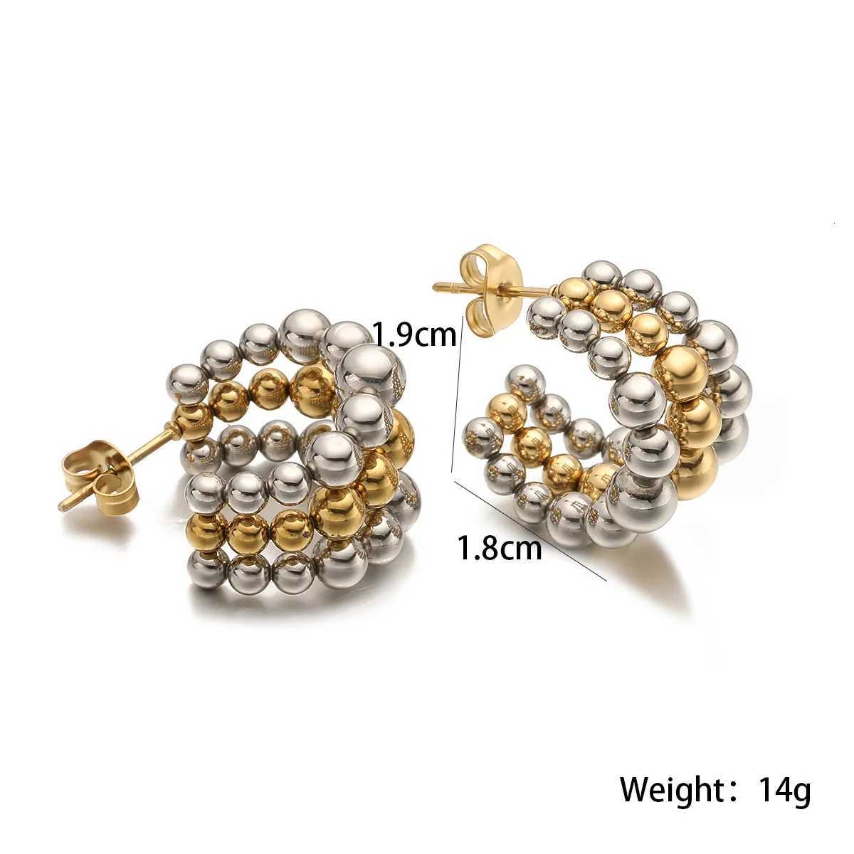 NEWBUY Fashion SilverGold Color Stainless Steel Beads Design Geometric Stud Earrings For Elegant Women Party Jewelry Gift Y251018