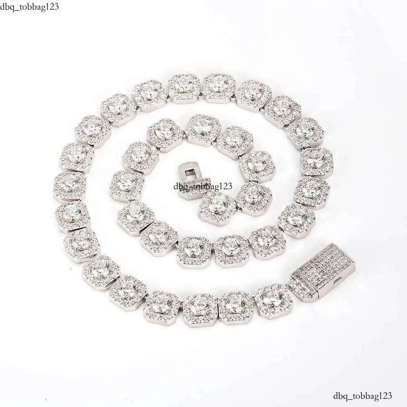 necklace moissanite chain Hip Hop Necklace Gold Plated Jewelry Iced Out Dia Clustered Tennis Chain