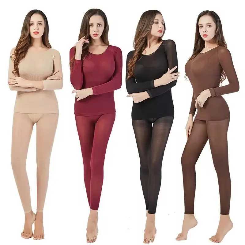 Women traceless thermal underwear set unisex intimate pajamas ultrathin winter constant temperature long sleeve lingerie 2 piec T251018