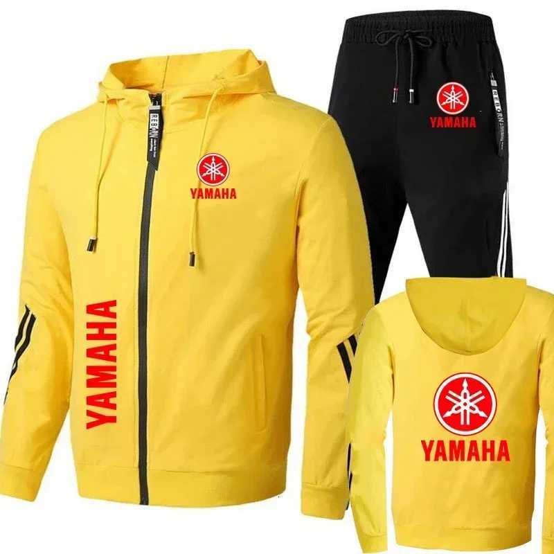 Yamaha Mens Motorcycle Racing Tracksuit Sportswear Suit with Print Zip Sweatshirt And Pant Bike Jacket for Men W251018